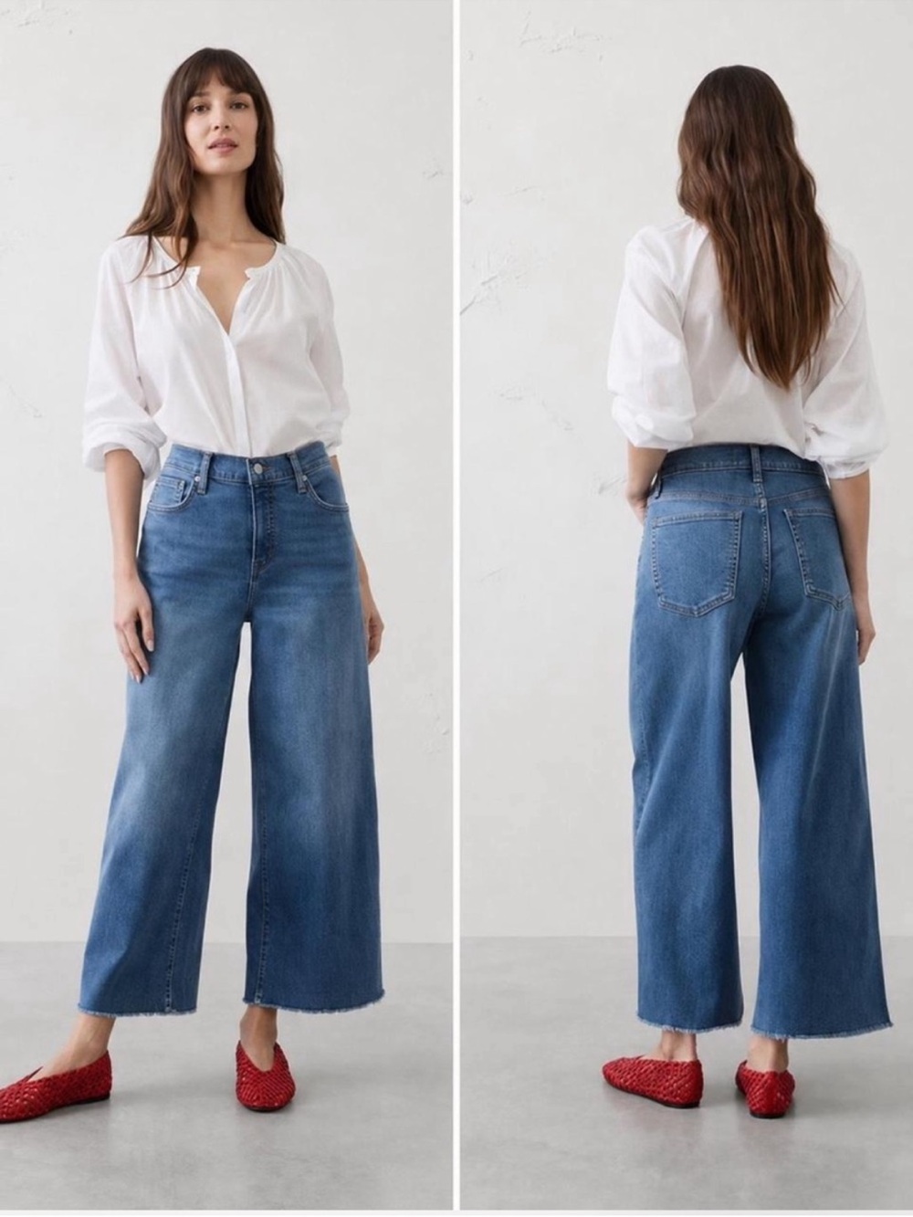 BANANA REPUBLIC Women's High Rise Wide Leg Crop Medium Wash Jeans {US 26}
